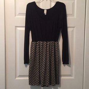 Black and Tan herringbone dress